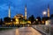 Pavement in front of the Blue Mosque at night