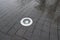 Pavement lamp on the granite pavement in the rain