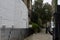 Pavement in a quiet area of London. Brick walls of houses. European style