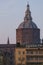 Pavia Cathedral in Pavia at sunny day close up at sunset