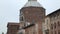 Pavia, Italy - circa May 2016: Market stalls in the main square, near the cathedral