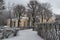 Pavilion Aviary and Green Labyrinth.  The Winter landscape. Pavlovsk Palace Park. Saint-Petersburg, Russia