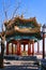 Pavilion of Gathering Fragrance in Jingshan Park. octagonal two-tiered pointed roof. traditional chinese architecture.