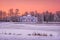 Pavilion Grotto and pink sunset sky