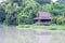 Pavilion River side at public park, green, river, outdoor