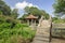 Pavilion and stone arch bridge on lotus lake, adobe rgb