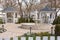 Pavilions and fountain as part of the landscaping in the resort