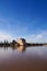 Pavillion reflection on Menara Gardens basin at Marrakech