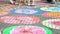 Paving bricks floor walk way was paint color flower