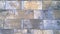 Paving slabs. Wet dirty surface after rain. Background of geometric shape. Gray, brown rectangles. Gradient effect. Grunge texture