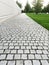 Paving stones, stone path and concrete wall - flat lei. road tile for sidewalk. road construction. garden