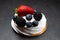 The Pavlov dessert with white cream and fruits