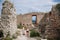 Pavlov, South Moravia, Czech Republic, 05 July 2021:  ruins of medieval stone Devicky or Girls` castles, St. Jacob`s Way, sunny