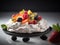 Pavlova with berries and mint on a plate