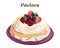 Pavlova cake. Meringue cake. Bakery  food with berries.