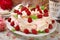 Pavlova cake with raspberries