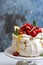 Pavlova - delicious crunchy cake with fruits