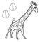 Paw print with giraffe Coloring Pages vector