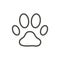 Paw print icon vector. Line dog footprint symbol.