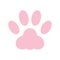 Paw print silhouette icon sign symbol. Dog cat pawprint. Pink footprint set. White background. Isolated. Flat design