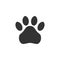 Paw print. Simple monochrome pets footprint