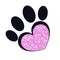 Paw print with sparkling heart vector