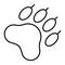 Paw print thin line icon. Animal trail vector illustration isolated on white. Animal footprint outline style design