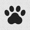 Paw print vector icon. Dog or cat pawprint illustration. Animal