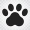 Paw print vector icon. Dog or cat pawprint illustration. Animal