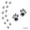 Paw prints, animal tracks, squirrel footprints pattern. Icon and track of footprints. Black silhouette.