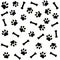 Paw prints and bone vector illustration pattern