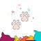 Paw prints filled line icon, simple illustration