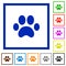 Paw prints flat framed icons