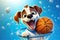 From Paw Prints to Perfect Shots: A 3D Dog\\\'s Elegant Basketball Journey on Blue Gradient Background