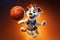 From Paw Prints to Perfect Shots: A 3D Dog\\\'s Elegant Basketball Journey on Golden Brown Gradient Background