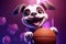 From Paw Prints to Perfect Shots: A 3D Dog\\\'s Elegant Basketball Journey on Violett Gradient Background