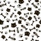 Paw seamless pattern. Animal footprints and bones. Cat dog paws wallpaper, cute puppy pet cartoon vector background