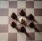 Pawn on chess board surrounded by adversary concept of adversity ,discimination ,equality