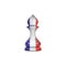 Pawn in the colors of the flag of France. Isolated on a white background. Sport. Politics. Business.