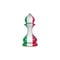 Pawn in the colors of the flag of Italy. Isolated on a white background. Sport. Politics. Business.