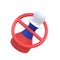 Pawn in the colors of the flag of russia in red stop sign. Ð¡hess piece in prohibition sign