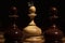 pawn with a crown on a dark background. old chess. business concept