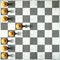 Pawn with the shadow of the queen, in front of the pawns. Top view. Leadership concept. Strength and aspirations