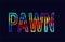 pawn word typography design in rainbow colors logo