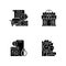 Pawnbroker shop black glyph icons set on white space