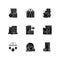 Pawnbrokery black glyph icons set on white space