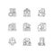 Pawnbrokery linear icons set
