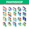 Pawnshop Exchange Isometric Icons Set Vector