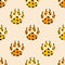 Paws of African leopards hand drawn vector illustration. Colorful safari animal seamless pattern for kids fabric.