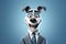 Paws for Professionalism: 3D-Generated Dog Embracing the Business Look on Blue Gradient Background